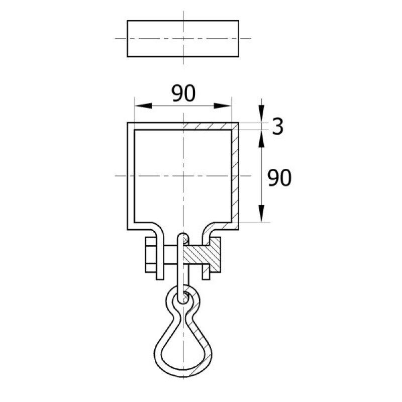 Swing hook, square 90х90 cm, М10