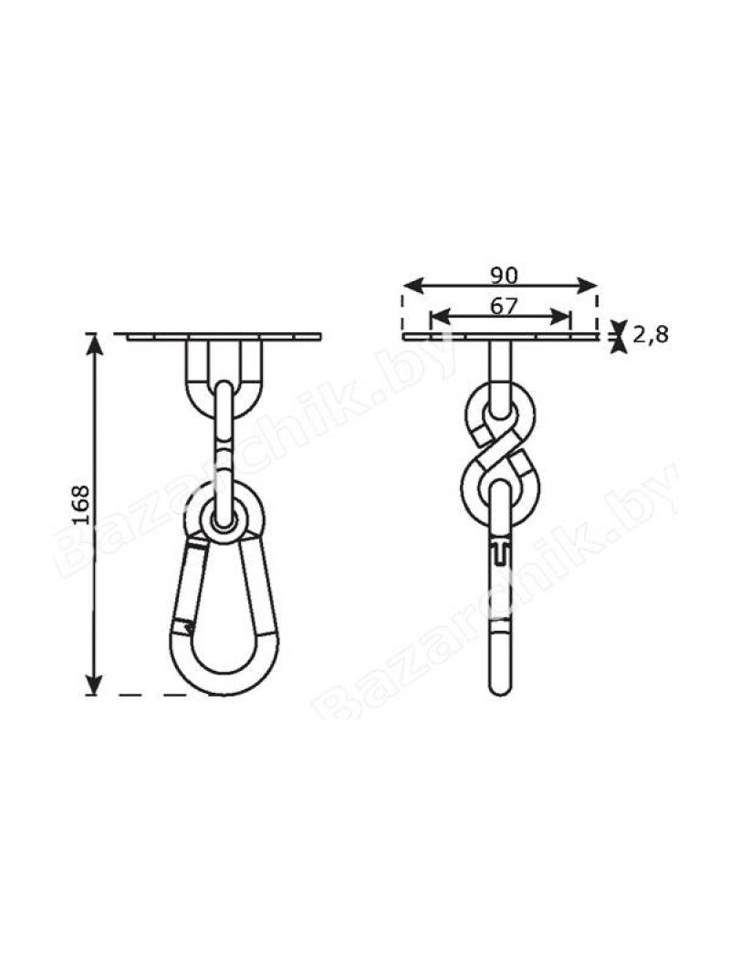 Swing hook, steel, Ø 6.3 mm