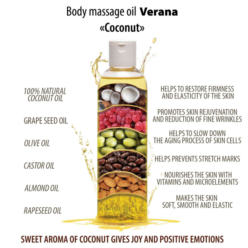 Body massage oil Verana Professional, Coconut 1 liter