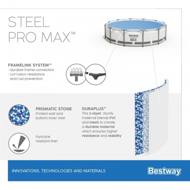 Karkasa baseins Bestway Steel Pro Max Set 488x122 cm, ar filtra sūkni un aksesuāriem (5612Z)