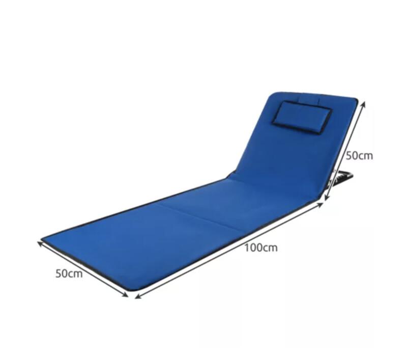 Beach mat with backrest + pillow, blue