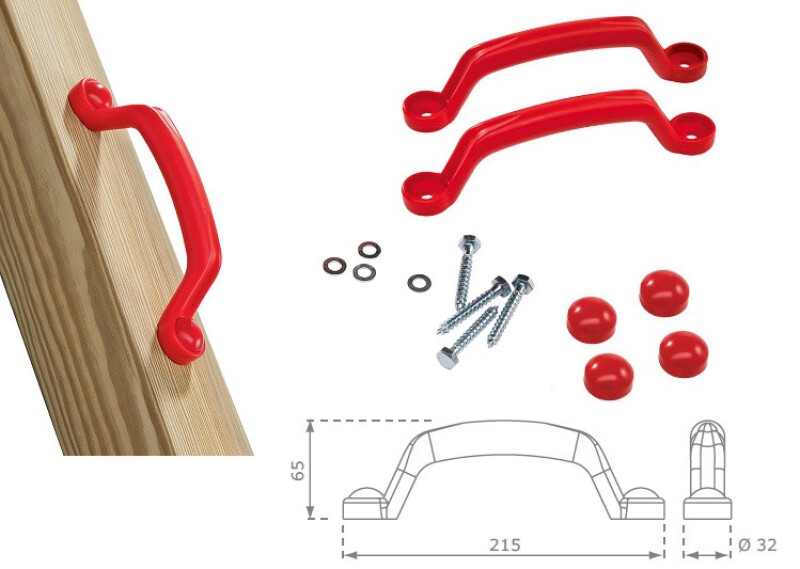 Plastmasas rokturu komplekts rotaļu laukumiem, 2 gab., 215x65 mm