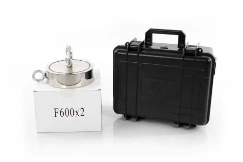 Двухсторонний поисковый магнит 2x600 кг Black Magnet F600X2 c чемоданом BOX600