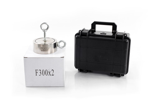 Двухсторонний поисковый магнит 2х300 kg Black Magnet F300X2 с чемоданами BOX400