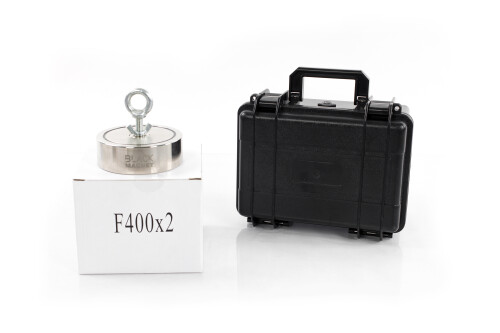 Двухсторонний поисковый магнит 2х400 кг Black Magnet F400X2 c чемоданом BOX400