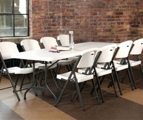 Fold-In-Half Table 244x76cm + 8 Folding Chair