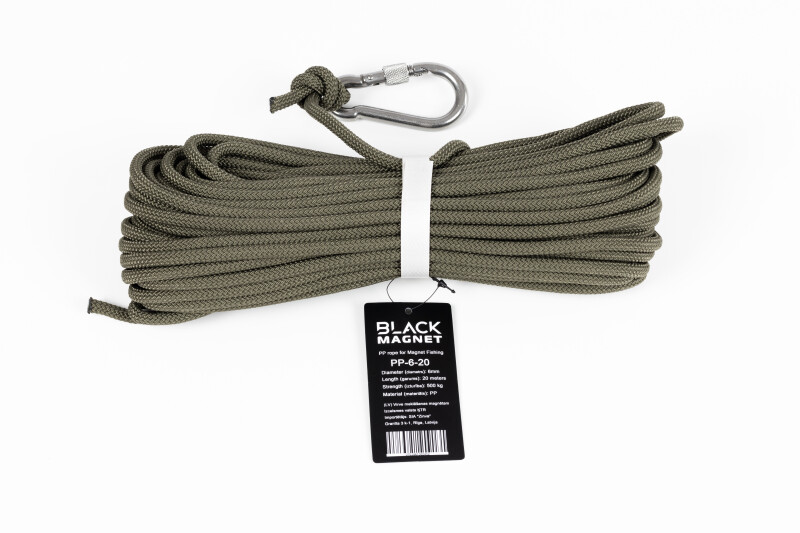 6 mm x 20 m virve Black Magnet meklēšanas magnētam